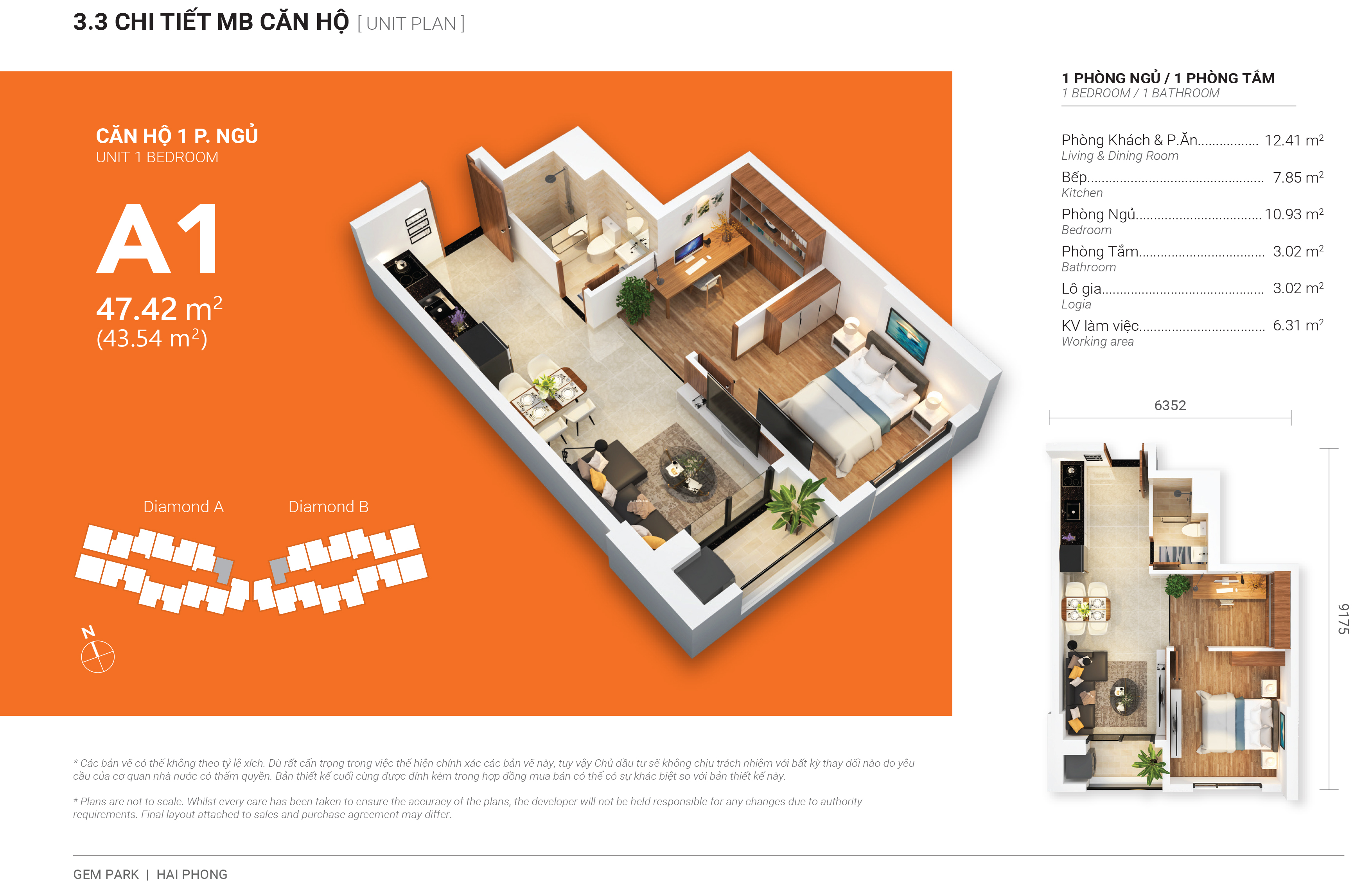 Mặt bằng Thiết kế các loại hình Căn hộ Chung cư Gem Park